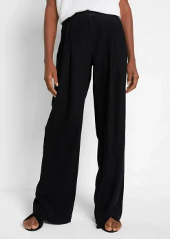 bonprix Bekleidung·Kleider|Hosen^Palazzo-Hose mit Leinen, sehr weit geschnitten schwarz