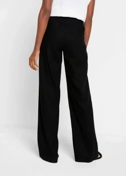 bonprix Bekleidung·Kleider|Hosen^Palazzo-Hose mit Leinen, sehr weit geschnitten schwarz