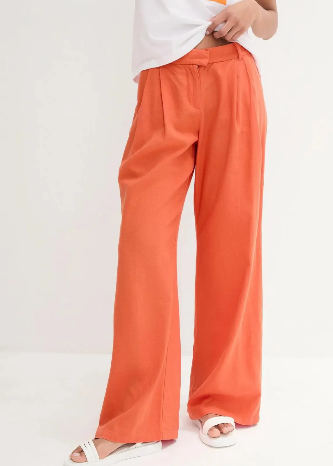 bonprix Hosen|Bekleidung·Kleider^Palazzo-Hose mit Leinen, sehr weit geschnitten kupferorange