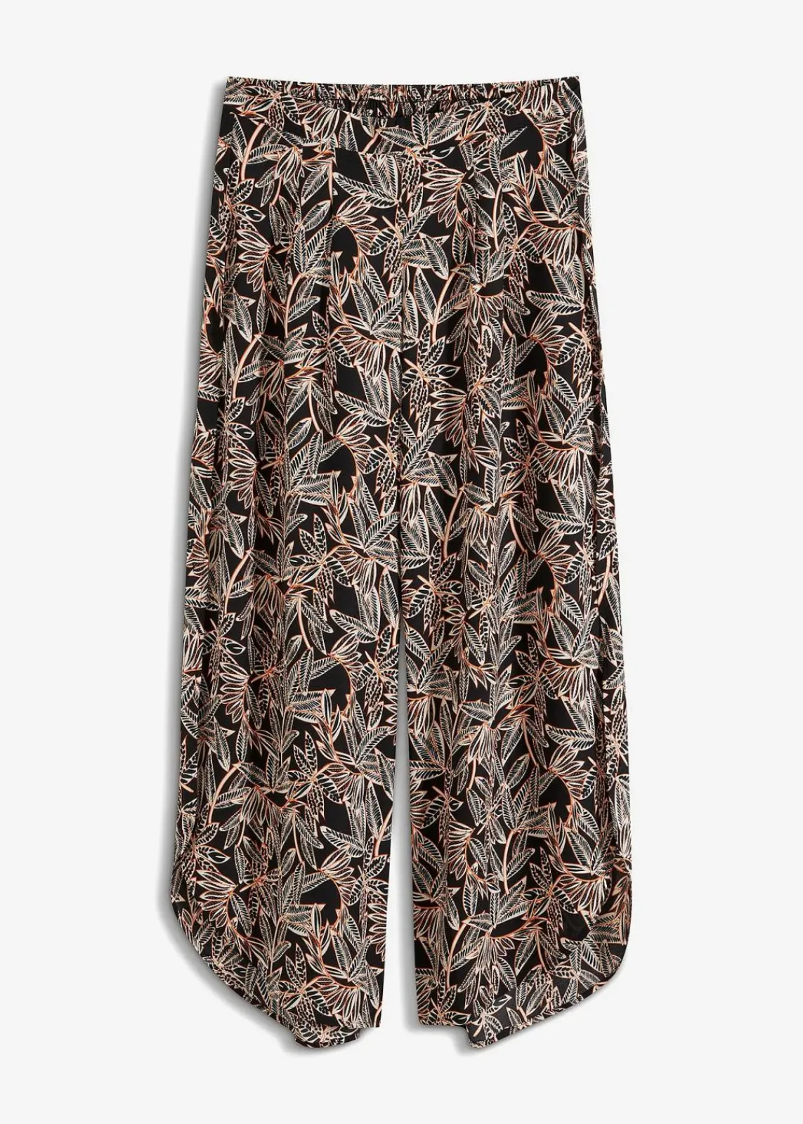 bonprix Bekleidung·Kleider|Hosen^Palazzo-Hose mit Schlitz schwarz/orange/natur bedruckt