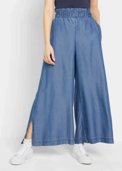 bonprix Bekleidung·Kleider|Hosen^Palazzo-Hose mit Seitenschlitz, 7/8 Länge blau denim