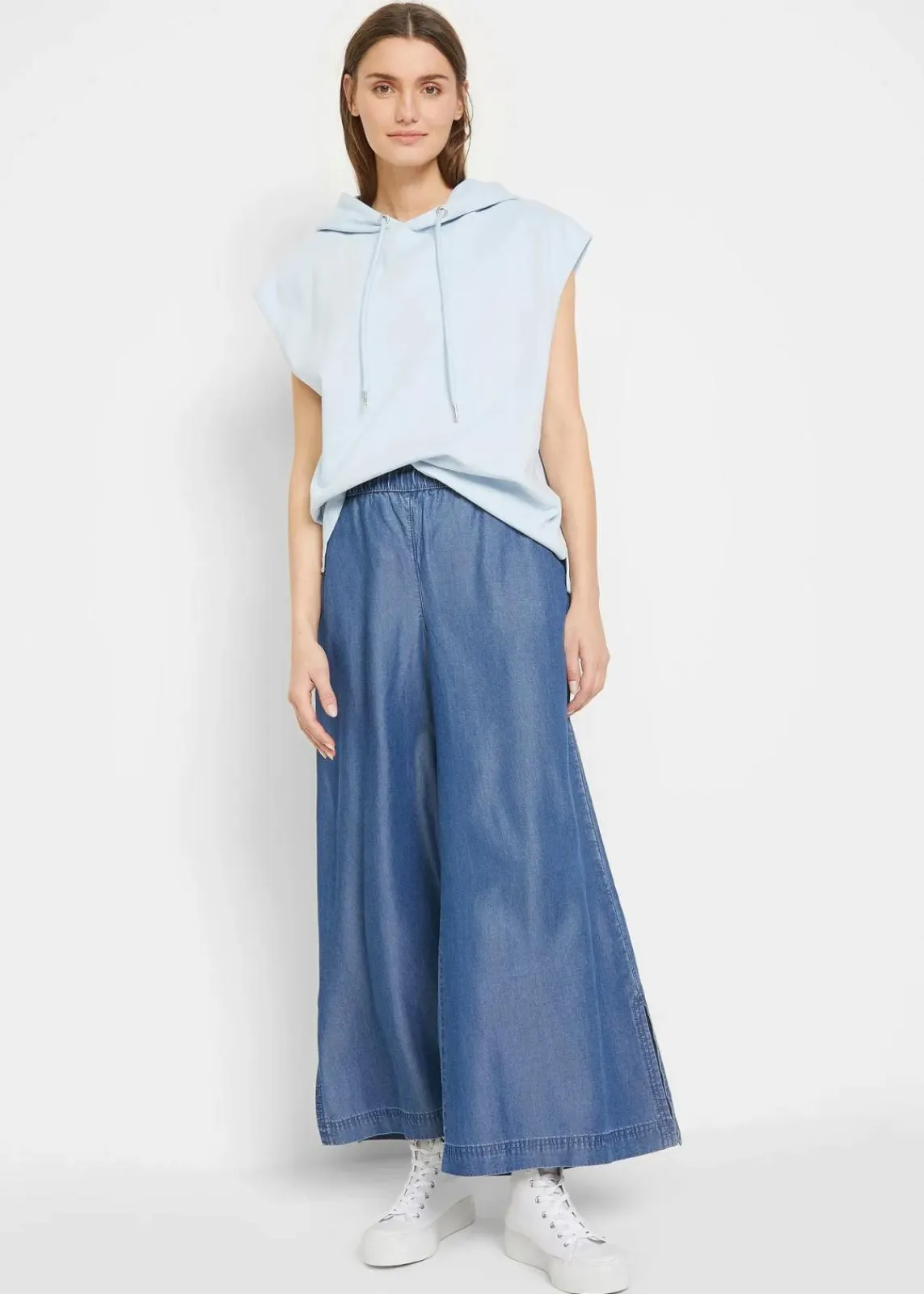 bonprix Bekleidung·Kleider|Hosen^Palazzo-Hose mit Seitenschlitz, 7/8 Länge blau denim