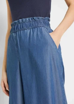 bonprix Bekleidung·Kleider|Hosen^Palazzo-Hose mit Seitenschlitz, 7/8 Länge blau denim