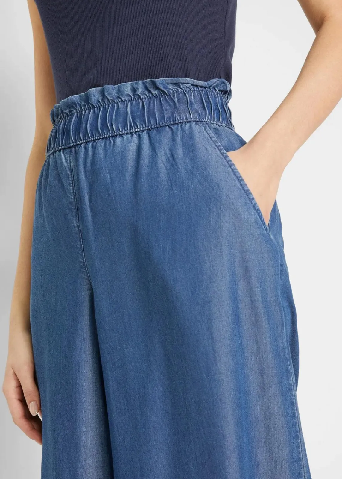 bonprix Bekleidung·Kleider|Hosen^Palazzo-Hose mit Seitenschlitz, 7/8 Länge blau denim
