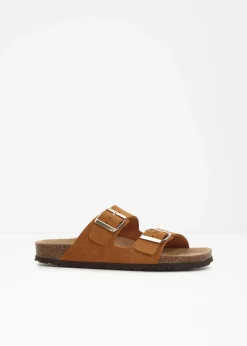 bonprix Sommerschuhe|Nachhaltigere Materialien^Pantoletten aus Veloursleder camel