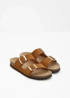 bonprix Sommerschuhe|Nachhaltigere Materialien^Pantoletten aus Veloursleder camel