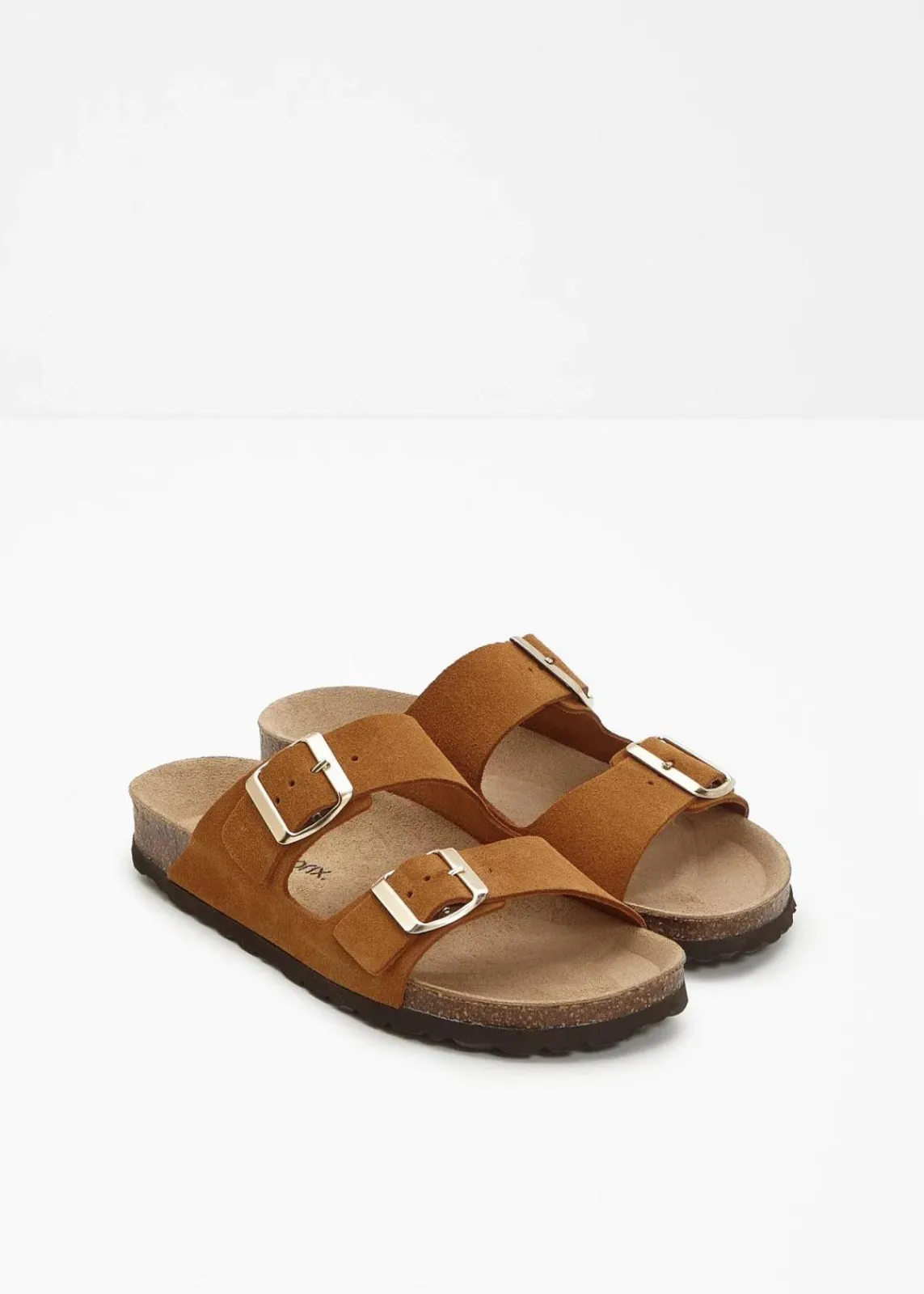 bonprix Sommerschuhe|Nachhaltigere Materialien^Pantoletten aus Veloursleder camel