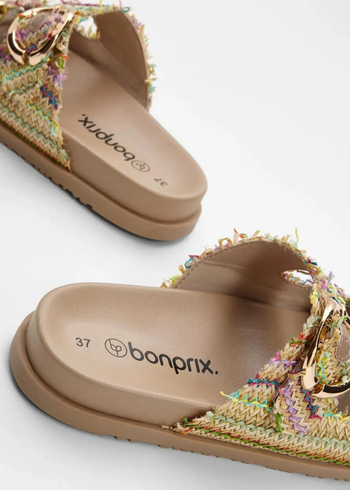 bonprix Strandmode|Sommerschuhe^Pantoletten in Bast-Optik natur multi
