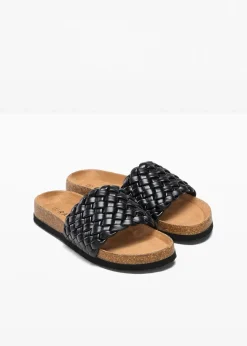 bonprix Sommerschuhe^Pantoletten in Flechtoptik schwarz