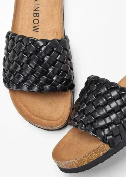 bonprix Sommerschuhe^Pantoletten in Flechtoptik schwarz