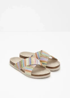 bonprix Sommerschuhe^Pantoletten mit bequemem Fußbett bunt
