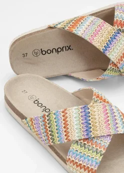 bonprix Sommerschuhe^Pantoletten mit bequemem Fußbett bunt