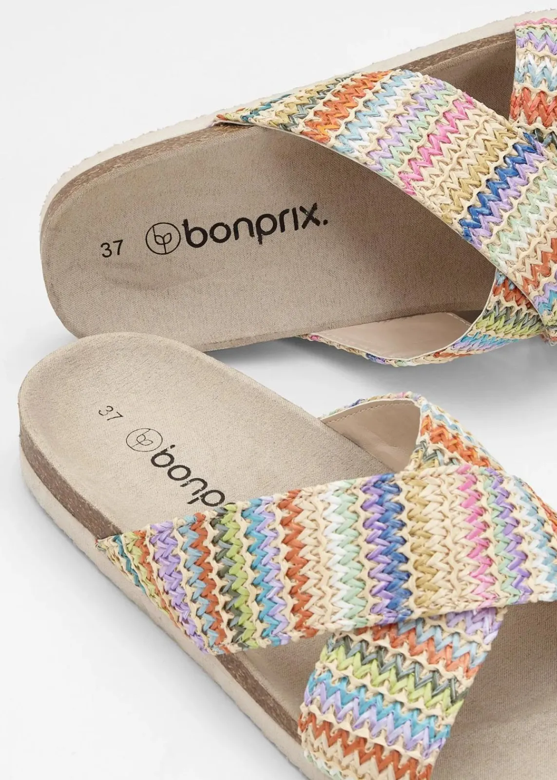 bonprix Sommerschuhe^Pantoletten mit bequemem Fußbett bunt