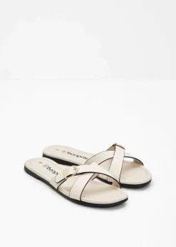 bonprix Strandmode|Sommerschuhe^Pantoletten mit dekorativer Schnalle naturbeige