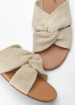 bonprix Sommerschuhe^Pantoletten mit Knoten beige