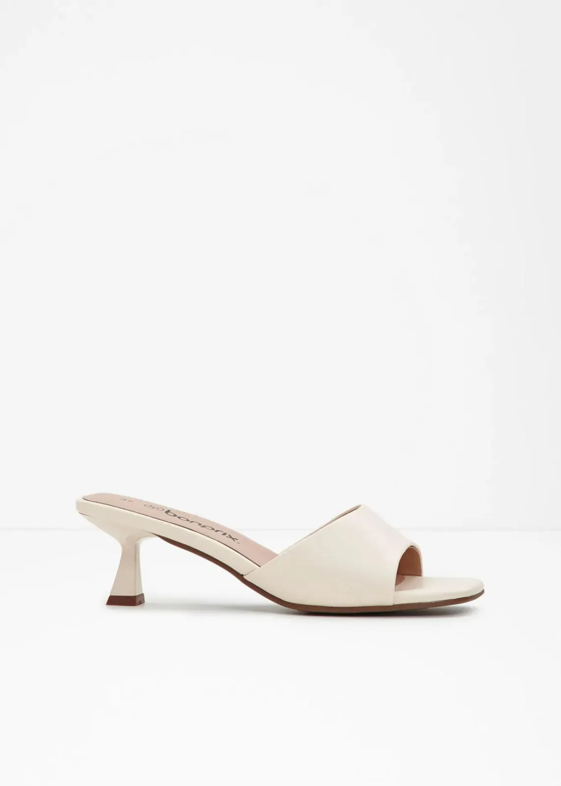 bonprix Sommerschuhe^Pantoletten mit schmalem Absatz naturbeige