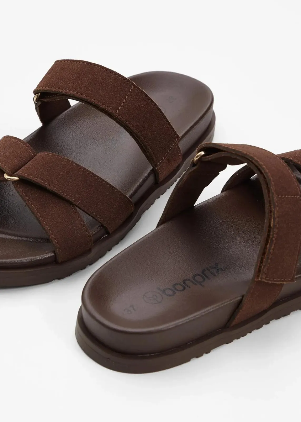 bonprix Strandmode|Sommerschuhe^Pantoletten mit verstellbarem Riemen terrabraun