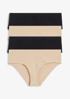 bonprix Wäsche·Baumwollunterwäsche|Wäsche·Höschen^Panty mit Bio-Baumwolle (4er Pack) kreidebeige+schwarz