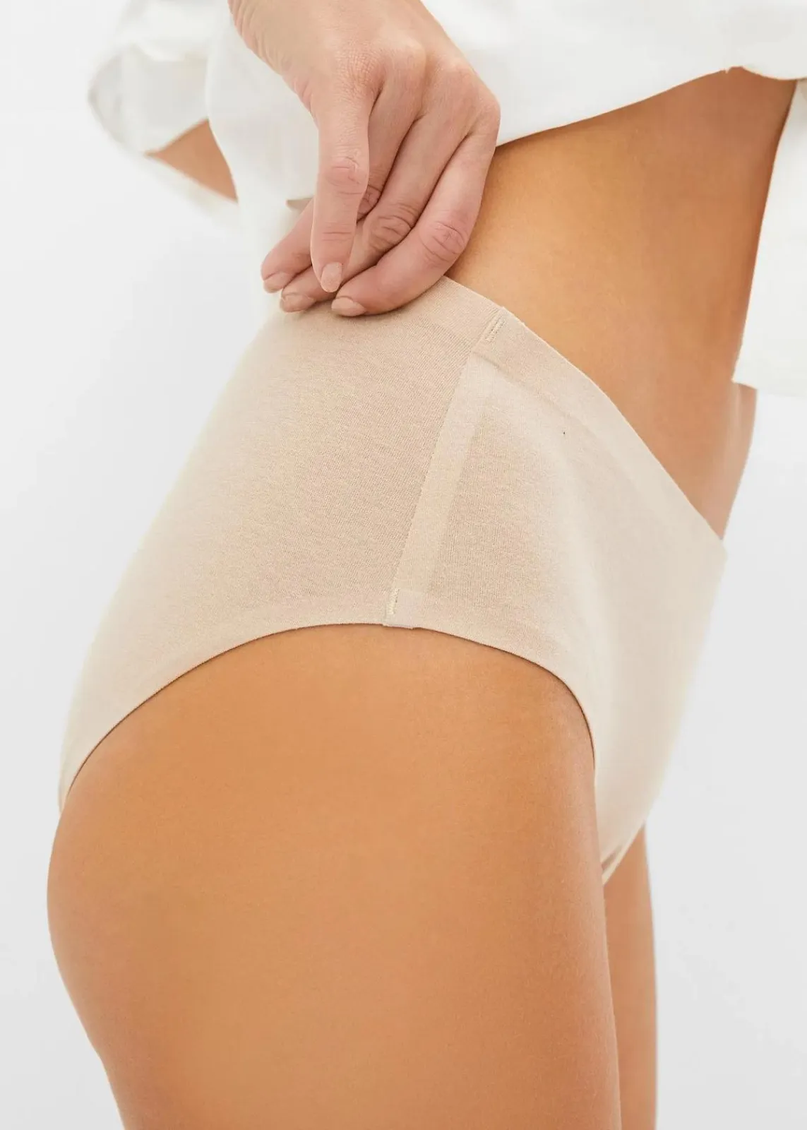 bonprix Wäsche·Baumwollunterwäsche|Wäsche·Höschen^Panty mit Bio-Baumwolle (4er Pack) kreidebeige+schwarz