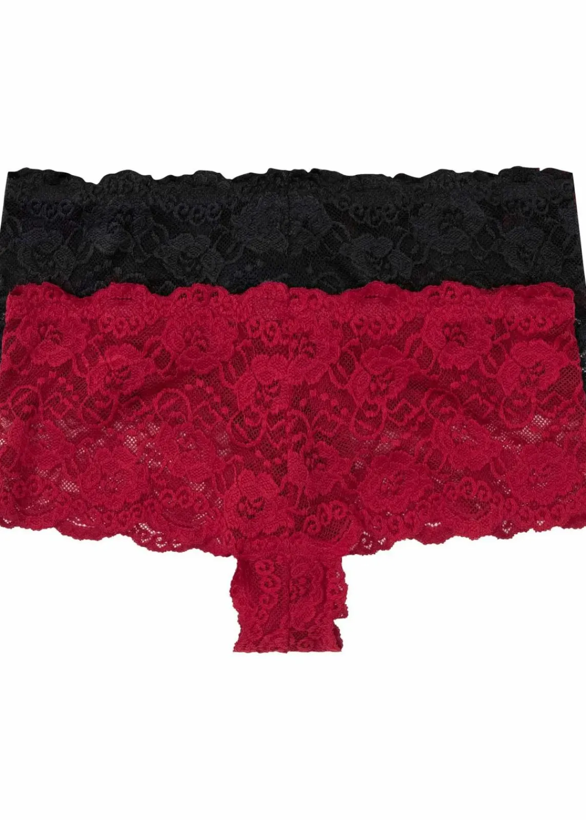 bonprix Höschen|Wäsche·Höschen^Panty mit Spitze (2er Pack) dunkelrot + schwarz