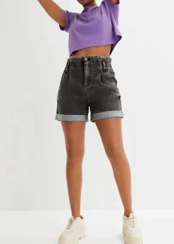 bonprix Bekleidung·Outdoorbekleidung|Bekleidung·Shirts & Tops^Paperbag Jeans-Shorts schwarz denim