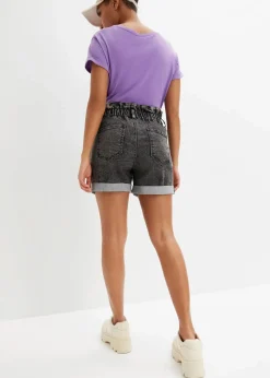 bonprix Bekleidung·Outdoorbekleidung|Bekleidung·Shirts & Tops^Paperbag Jeans-Shorts schwarz denim