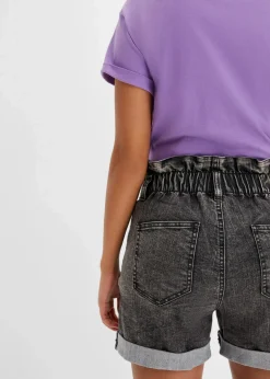 bonprix Bekleidung·Outdoorbekleidung|Bekleidung·Shirts & Tops^Paperbag Jeans-Shorts schwarz denim