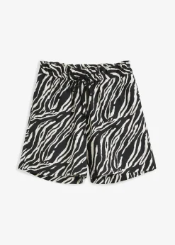 bonprix Bekleidung·Outdoorbekleidung|Bekleidung·Kleider^Paperbag Shorts mit Schnürung schwarz/natur zebra bedruckt