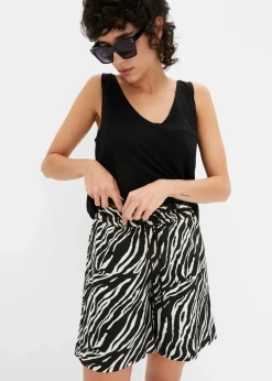 bonprix Bekleidung·Outdoorbekleidung|Bekleidung·Kleider^Paperbag Shorts mit Schnürung schwarz/natur zebra bedruckt