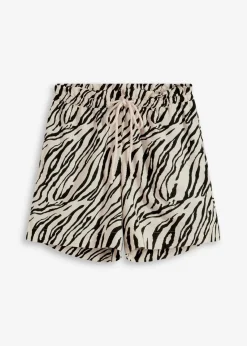 bonprix Nachhaltigere Materialien|Hosen^Paperbag Shorts mit Schnürung natur/schwarz zebra bedruckt