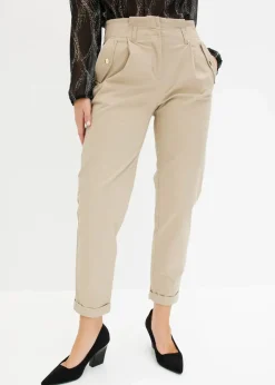bonprix Bekleidung·Kleider|Hosen^Paperbag Twillhose aus Baumwolle sand