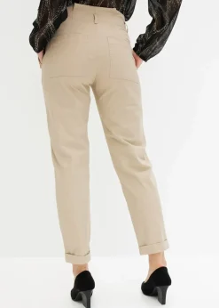 bonprix Bekleidung·Kleider|Hosen^Paperbag Twillhose aus Baumwolle sand