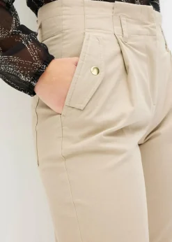 bonprix Bekleidung·Kleider|Hosen^Paperbag Twillhose aus Baumwolle sand