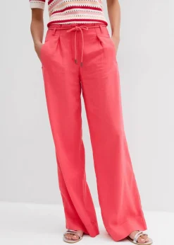 bonprix Hosen|Bekleidung·Kleider^Paperbag-Hose aus luftigem Leinen-Mix paradiespink