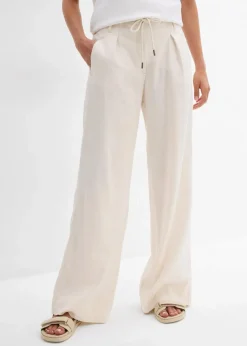 bonprix Bekleidung·Kleider|Hosen^Paperbag-Hose aus luftigem Leinen-Mix naturbeige
