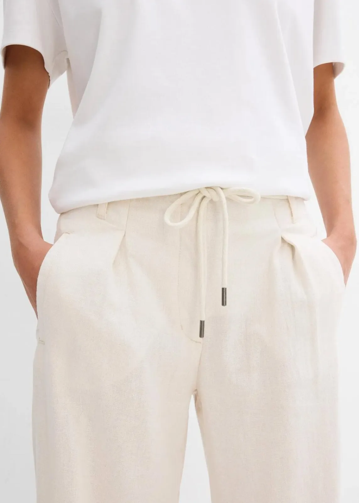 bonprix Bekleidung·Kleider|Hosen^Paperbag-Hose aus luftigem Leinen-Mix naturbeige