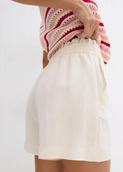 bonprix Hosen|Shorts^Paperbag-Shorts aus fließendem Lyocell-Mix cremeweiß