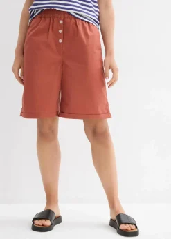 bonprix Hosen|Shorts^Papertouch-Bermuda aus Baumwoll-Mix cognac