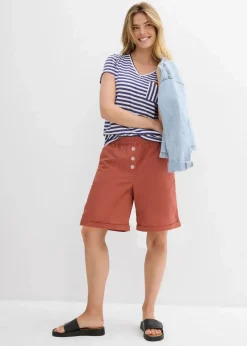 bonprix Hosen|Shorts^Papertouch-Bermuda aus Baumwoll-Mix cognac