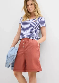 bonprix Hosen|Shorts^Papertouch-Bermuda aus Baumwoll-Mix cognac