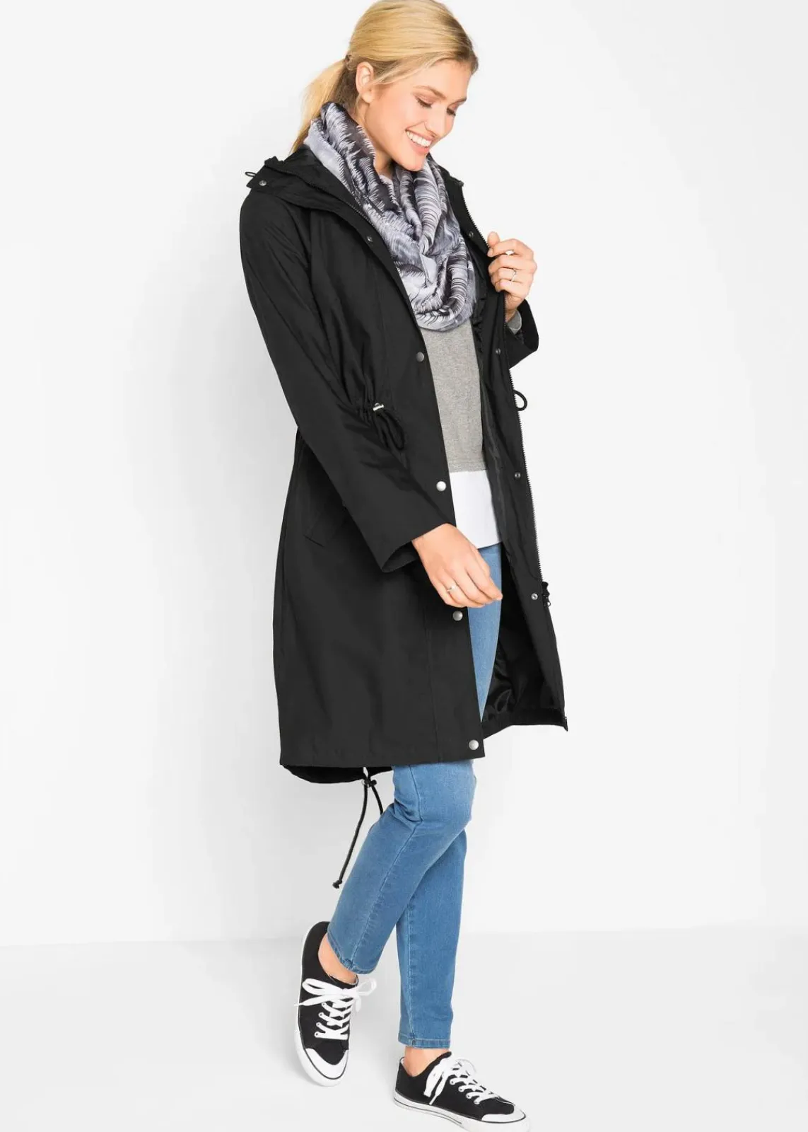bonprix Jacken & Mäntel^Parka mit Kapuze schwarz