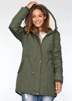 bonprix Bekleidung·Hosen|Jacken & Mäntel^Parka mit Teddy-Futter oliv