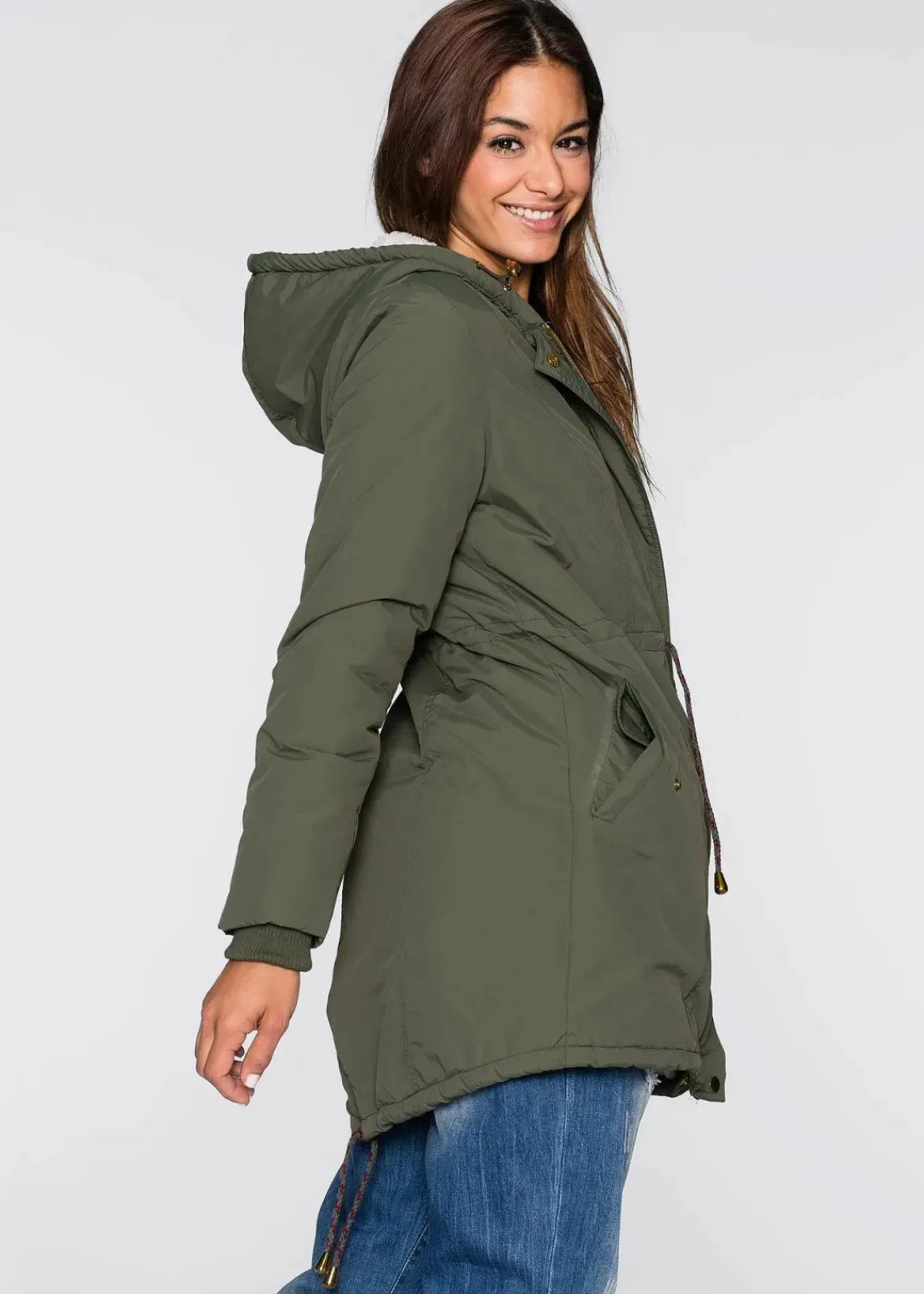 bonprix Bekleidung·Hosen|Jacken & Mäntel^Parka mit Teddy-Futter oliv