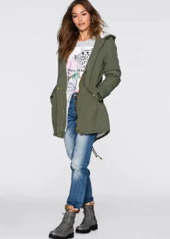 bonprix Bekleidung·Hosen|Jacken & Mäntel^Parka mit Teddy-Futter oliv