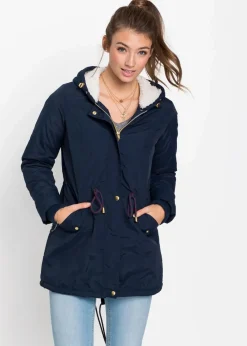 bonprix Jacken & Mäntel|Bekleidung·Hosen^Parka mit Teddy-Futter dunkelblau