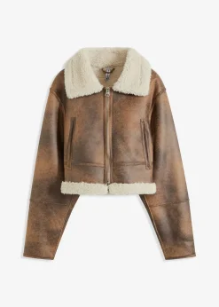 bonprix Jacken & Mäntel^Pilotenjacke aus Lammfellimitat camel
