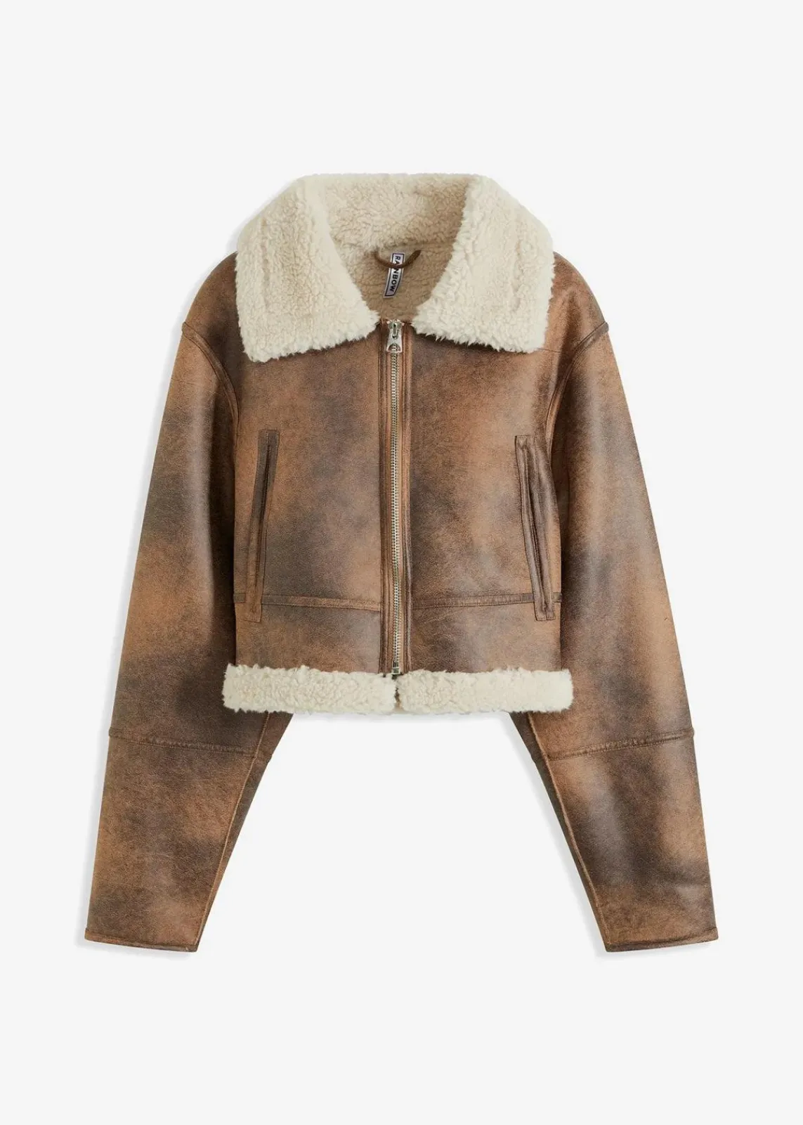 bonprix Jacken & Mäntel^Pilotenjacke aus Lammfellimitat camel