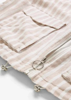 bonprix Jacken & Mäntel^Pilotenjacke in Leinenoptik mandelbeige/wollweiß gestreift