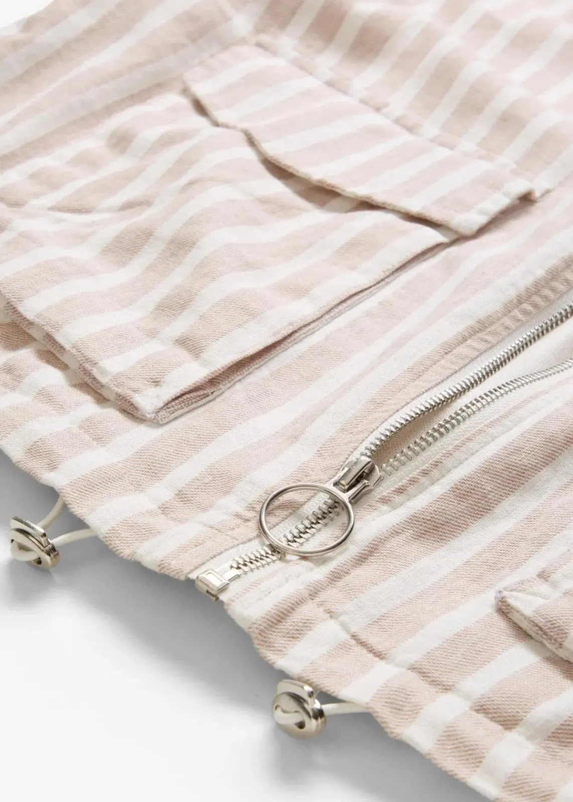 bonprix Jacken & Mäntel^Pilotenjacke in Leinenoptik mandelbeige/wollweiß gestreift