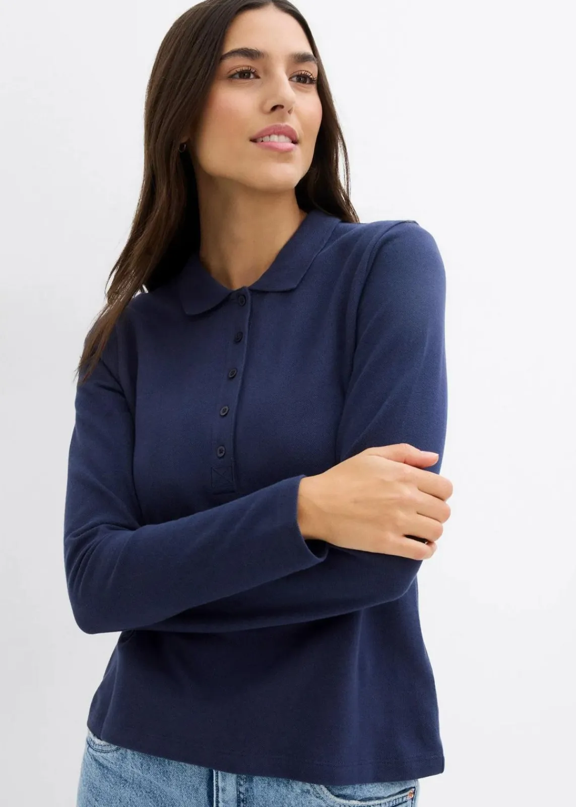 bonprix Bekleidung·Röcke|Nachhaltigere Materialien^Piqué-Poloshirt aus reiner Bio-Baumwolle dunkelblau